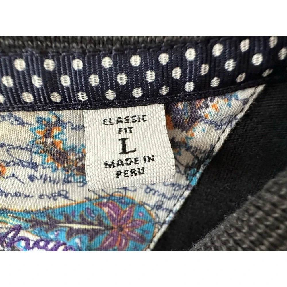 Robert Graham Polo Shirt L Men Black Cotton Made in Peru Collared Shirt - Picture 5 of 6